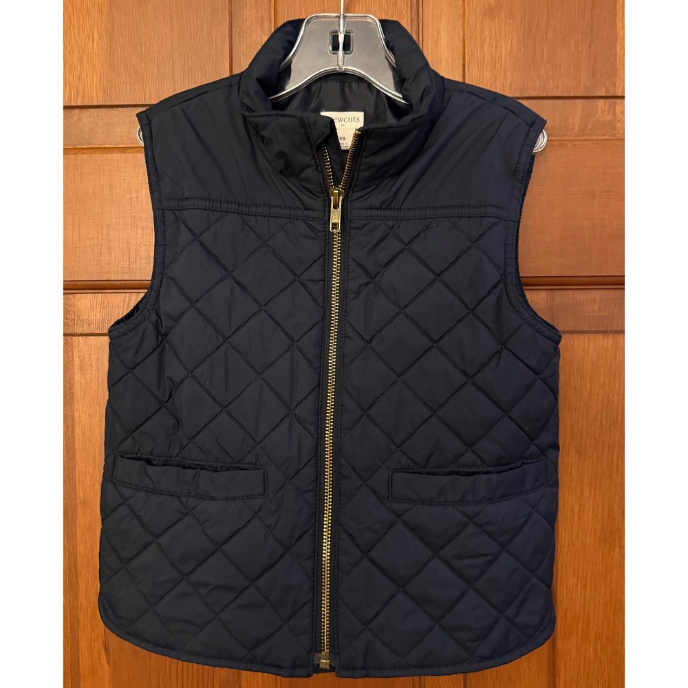 Crewcuts J. Crew Boys Quilted Walker Vest Size XS (4-5) Navy Sleeveless Zip-Up
